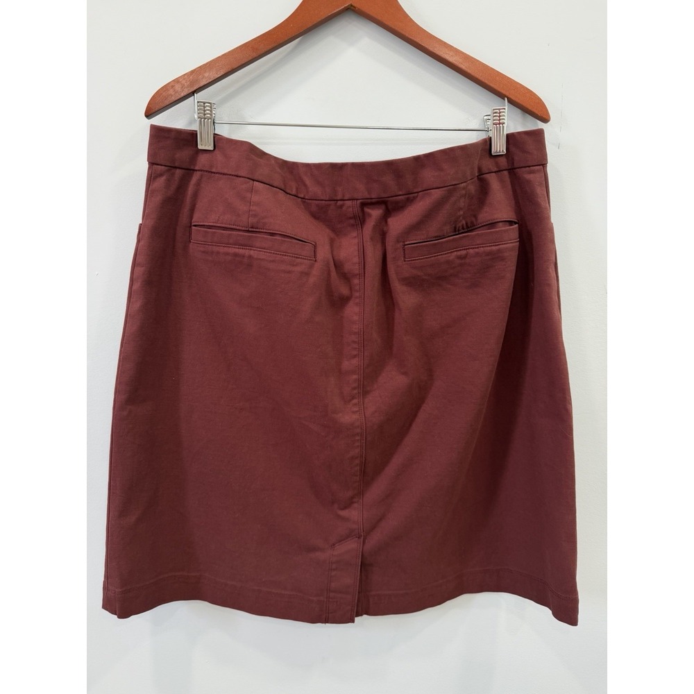 Duluth Trading Co Women's Skirt Size 16 Burgundy Button Front Cotton Blend - Picture 2 of 7